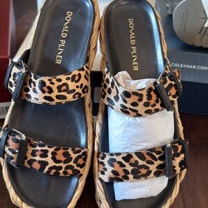 Donald J. Pliner Black and Tan Leopard Sandals